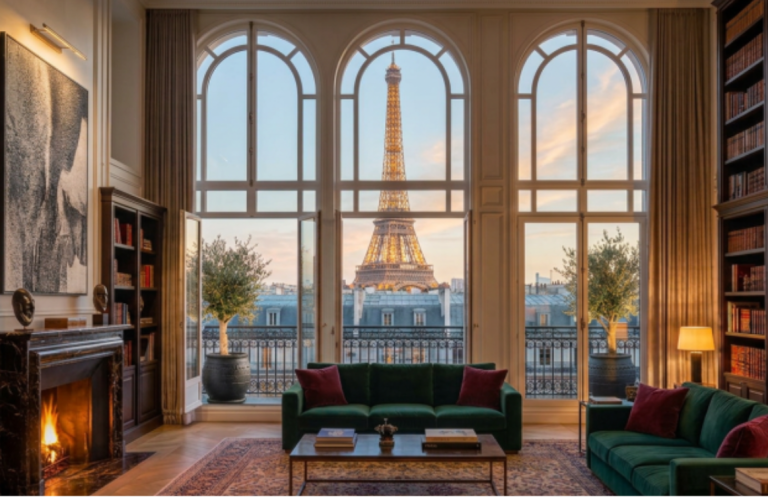  Salon haussmannien parisien lumineux évoquant les garanties du viager pour le vendeur. 