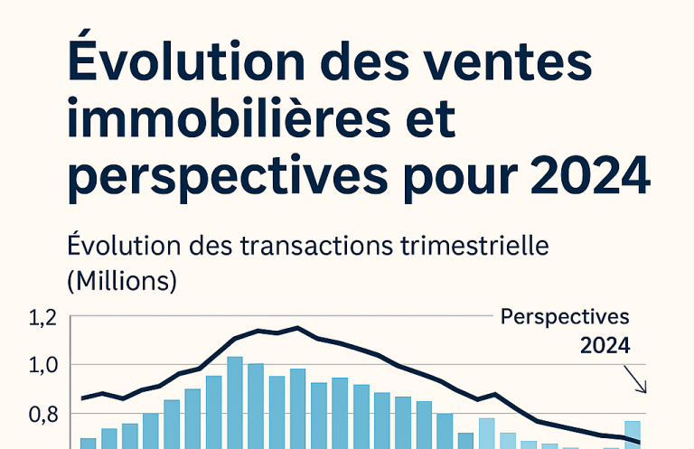 Crise du logement, hausse des taux, le viager l'option gagnante. graphique représentant l'évolution des ventes immobilières et prévisions pour 2024.