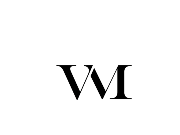 Logo VIAGER MONTAIGNE Logo stylisé comportant les lettres "V" et "M" en noir sur fond blanc.
