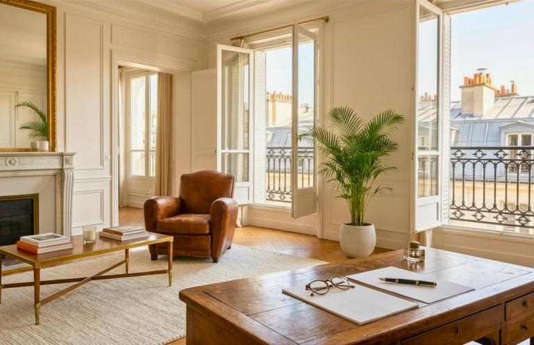 Les garanties du viager : votre rente est-elle sécurisée ? Salon haussmannien parisien lumineux évoquant les garanties du viager pour le vendeur.