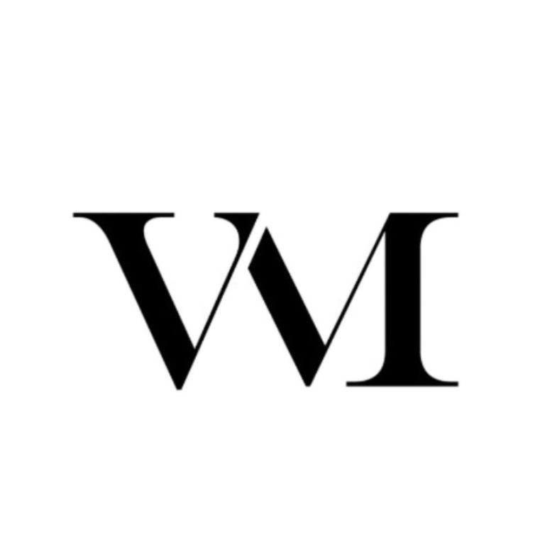 Logo VIAGER MONTAIGNE Logo stylisé avec les lettres "V" et "M" en noir sur fond blanc.